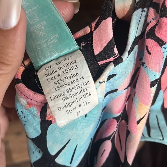 Sunsets California Tropical One Piece Swimming Suit Size M - Picture 3 of 4